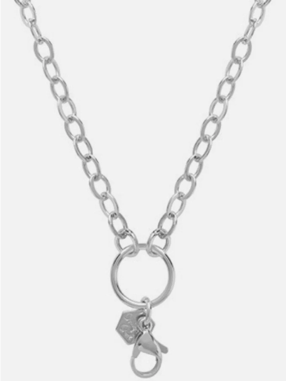 Origami Owl Silver Oval Link Convertible Toggle Necklace w/ Lobster Clasp Charm
